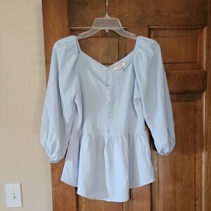 Andree Sky Blue Peplum Blouse